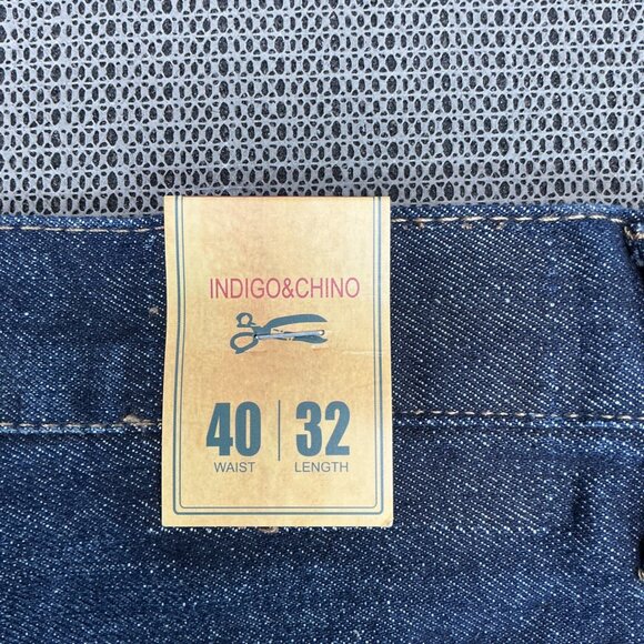 Indigo & Chino Mens Size 40x32 Blue Relaxed Fit Jeans Dark Wash Denim - Picture 4 of 11